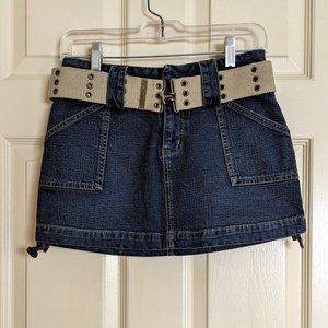Guess Jeans Denim Mini Skirt with Grommet Belt - Size 24 / XS